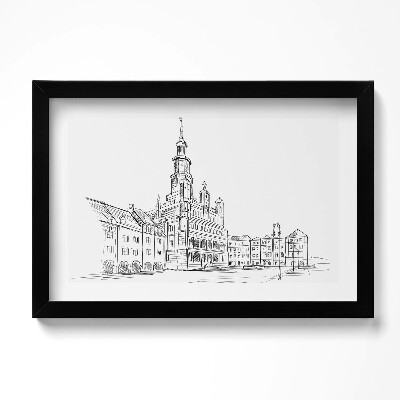 Kép keretben Poznan vázlata az óvárosról