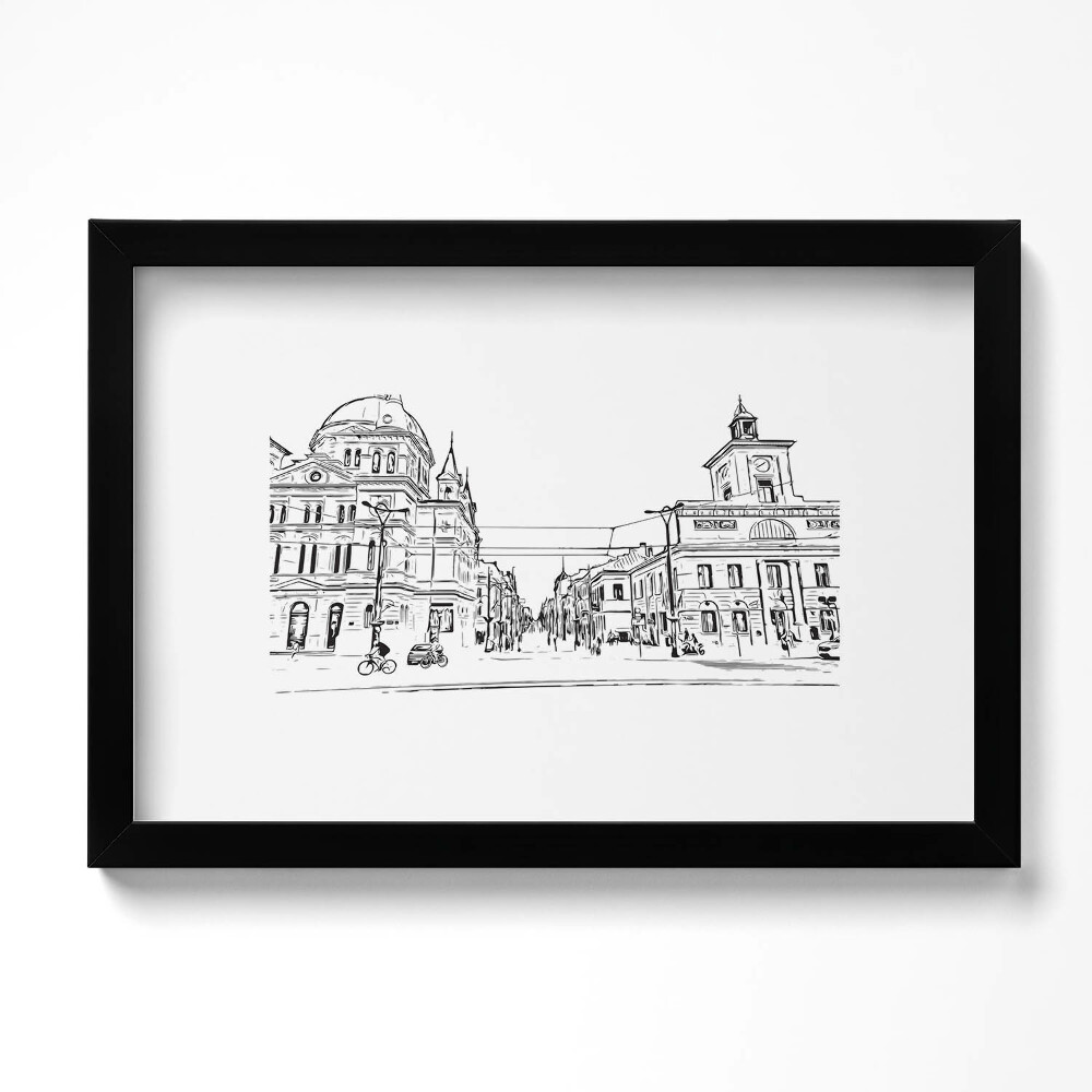 Kép keretben Poznań óvárosának illusztrációja