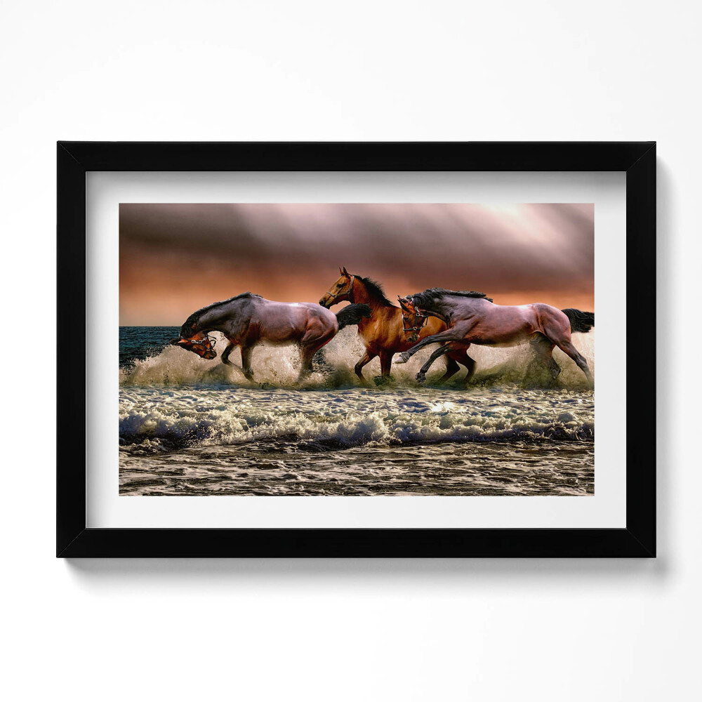 Keretezett kép Lovak rohanása a vízben
