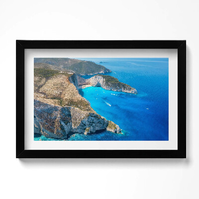 Kép keretben Nyári szikla és tengerparti tájkép