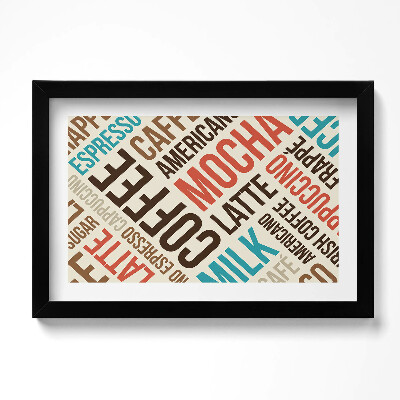 Keretezett kép Feliratok a konyhában - Kávé nevek