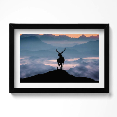 Kép keretben Szarvasok a hegyek tetején
