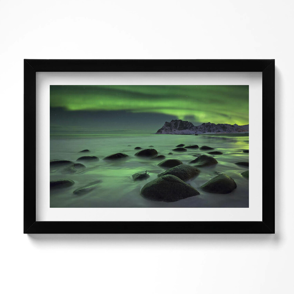 Kép keretben Aurora borealis - zöld táj