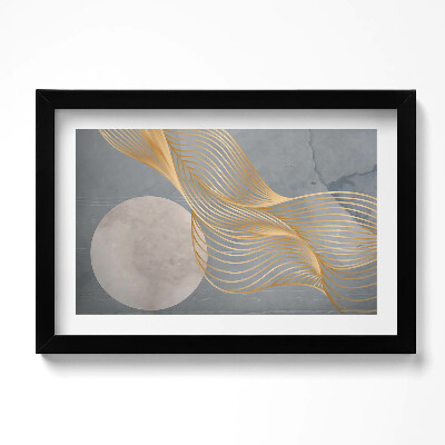 Keretezett kép Absztrakt illusztráció a Holdról arannyal