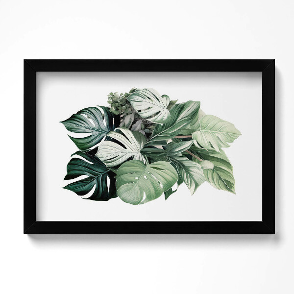 Keretezett kép Festett monstera levelek