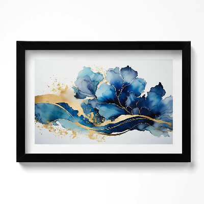 Kép keretben Absztrakt festmény növényekkel aranyban