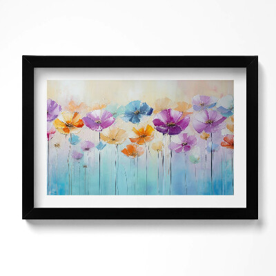 Kép keretben Festett színes virágok