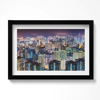 Kép keretben Fénylő város éjszaka