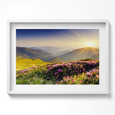 Kép keretben Virágos hegyvidéki táj