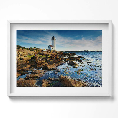 Kép keretben Fénytorony sziklás parton