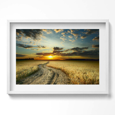 Kép keretben Naplemente egy földúton
