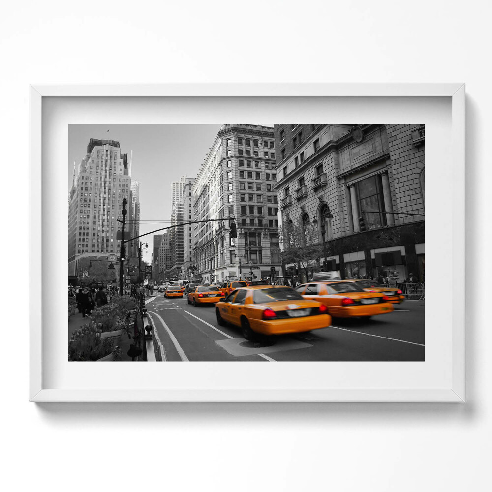 Kép keretben Sárga taxik városi utcán