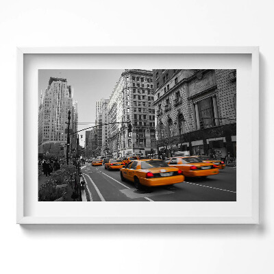 Kép keretben Sárga taxik városi utcán