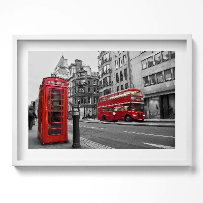 Kép keretben Piros londoni busz városi környezetben