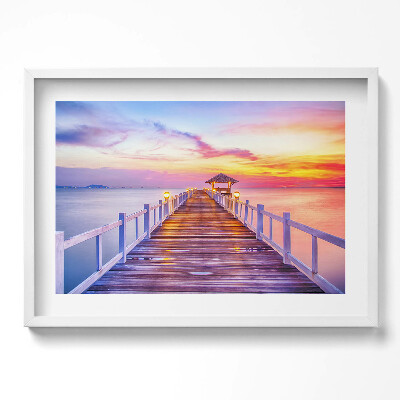 Kép keretben Tengerparti móló naplementében