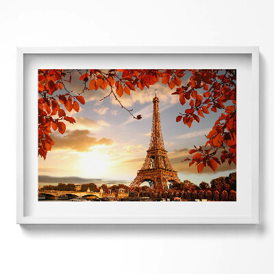 Kép keretben Párizsi Eiffel-torony őszi falevelekkel