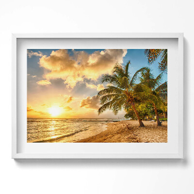 Kép keretben Tengerparti naplemente pálmafákkal