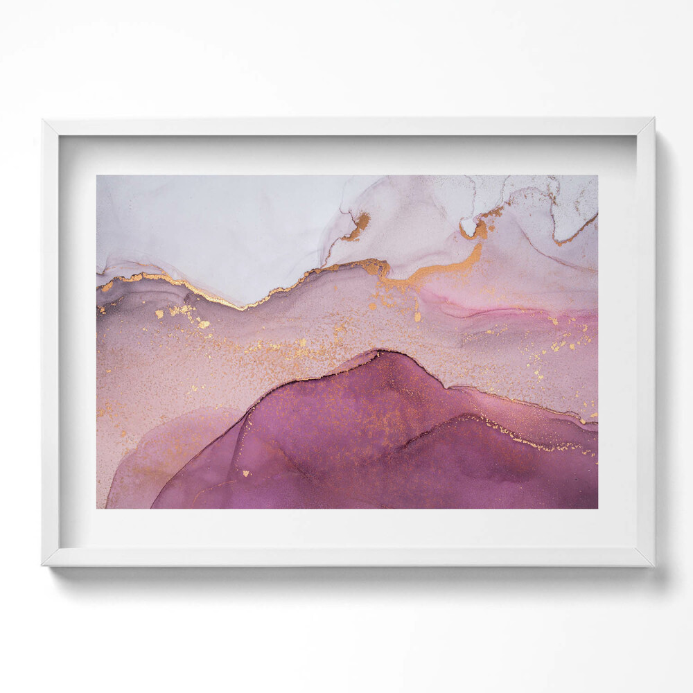Kép keretben Absztrakt táj lila és arany színek