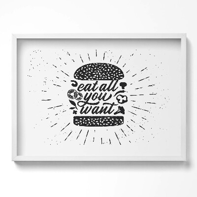 Kép keretben Hamburger és étkezési üzenet