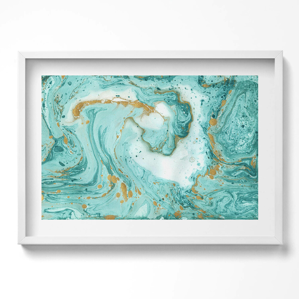 Kép keretben Absztrakt zöld és arany színek