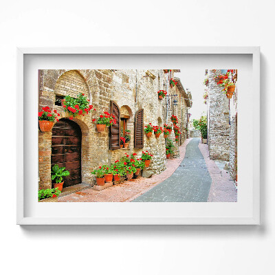 Kép keretben Virágos ablakok és fal