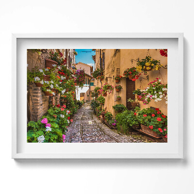 Kép keretben Virágos utcácska festmény