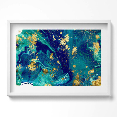 Kép keretben Absztrakt kék és arany motívum