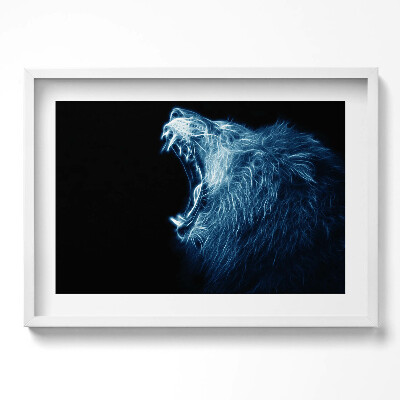 Kép keretben Kék fényben tátogó oroszlán