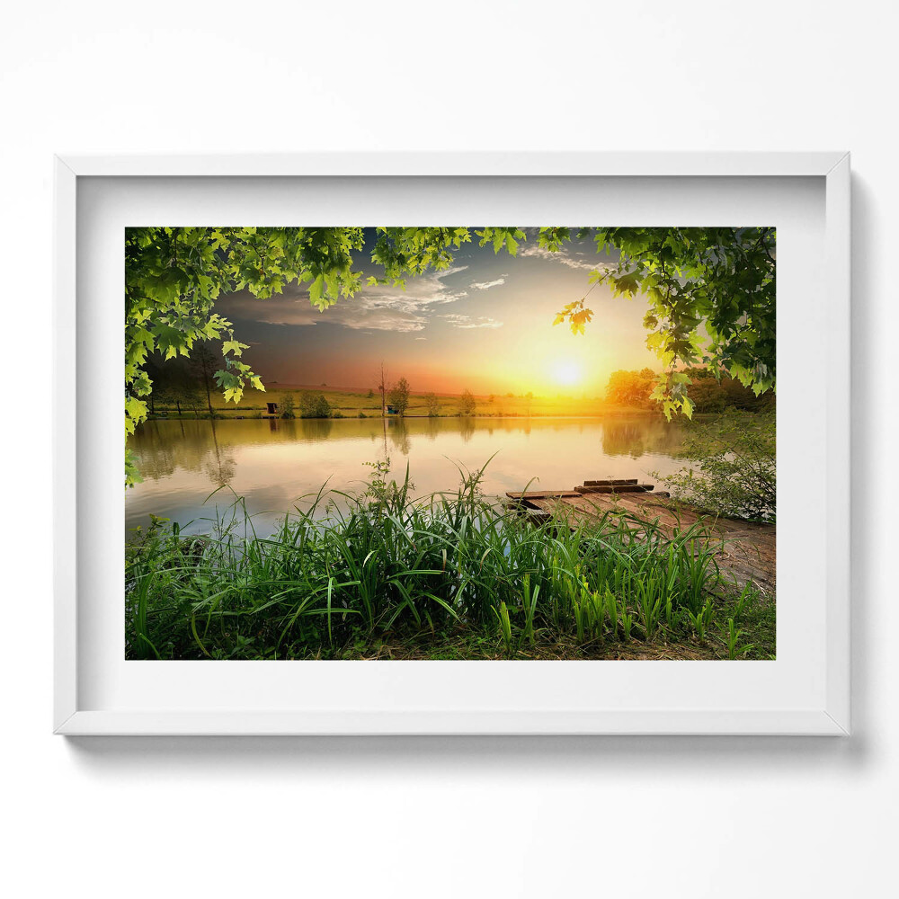 Kép keretben Naplemente a vízparton