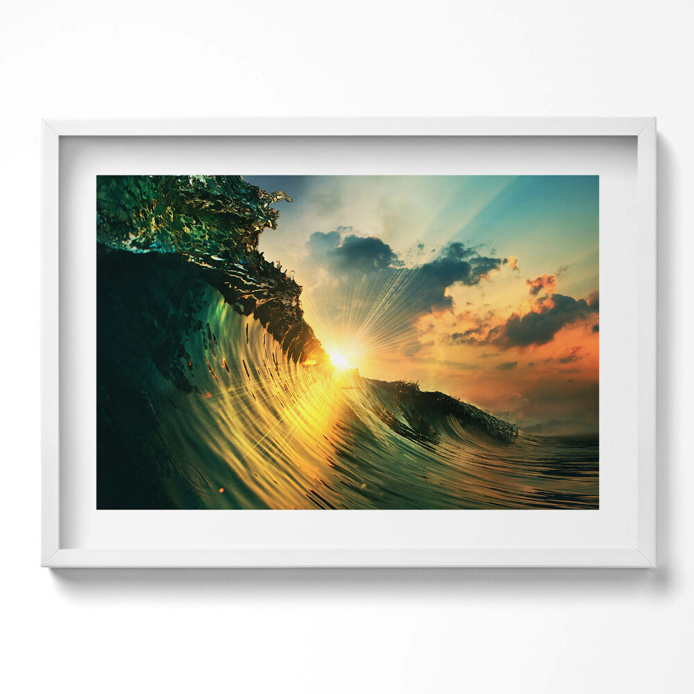 Kép keretben Naplemente a hullámok között