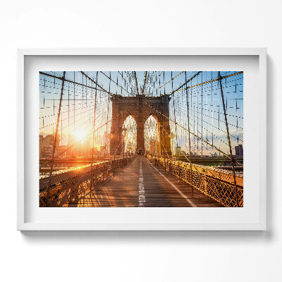 Kép keretben Brooklyni híd naplementében