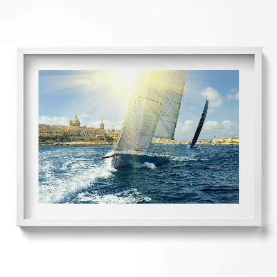 Kép keretben Vitorlás hajó a tengeren