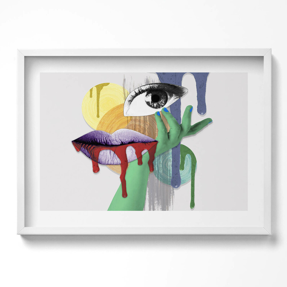 Kép keretben Absztrakt arc és színes foltok