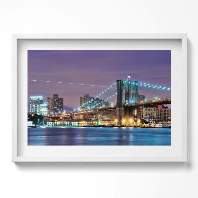 Kép keretben Brooklyni híd éjszakai fényekben