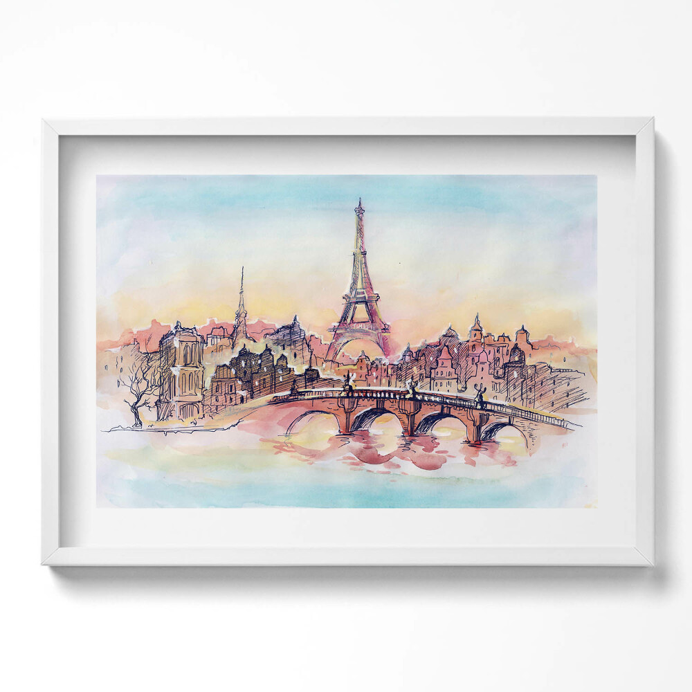 Kép keretben Párizsi táj Eiffel-torony híd