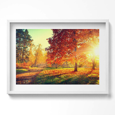 Kép keretben Őszi táj vörös falevelek