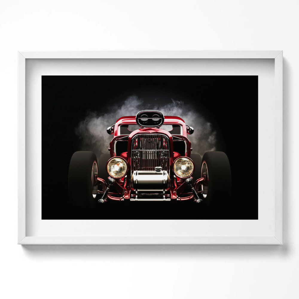 Kép keretben Régi piros autó frontja
