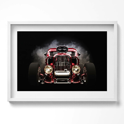 Kép keretben Régi piros autó frontja