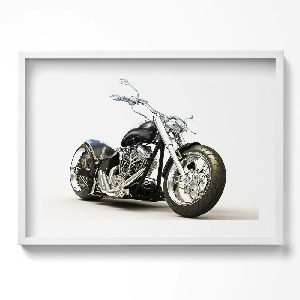 Kép keretben Motorkerékpár fényes króm