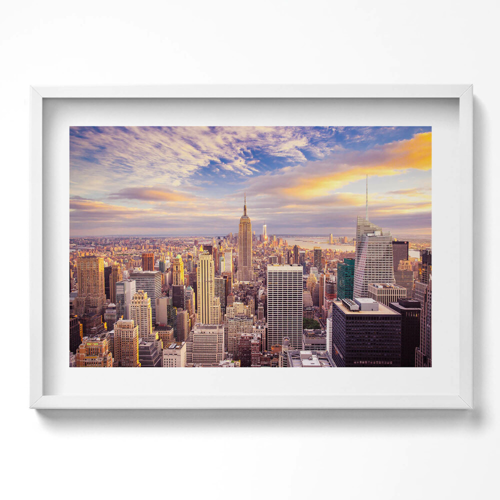 Kép keretben New York-i városkép naplementében