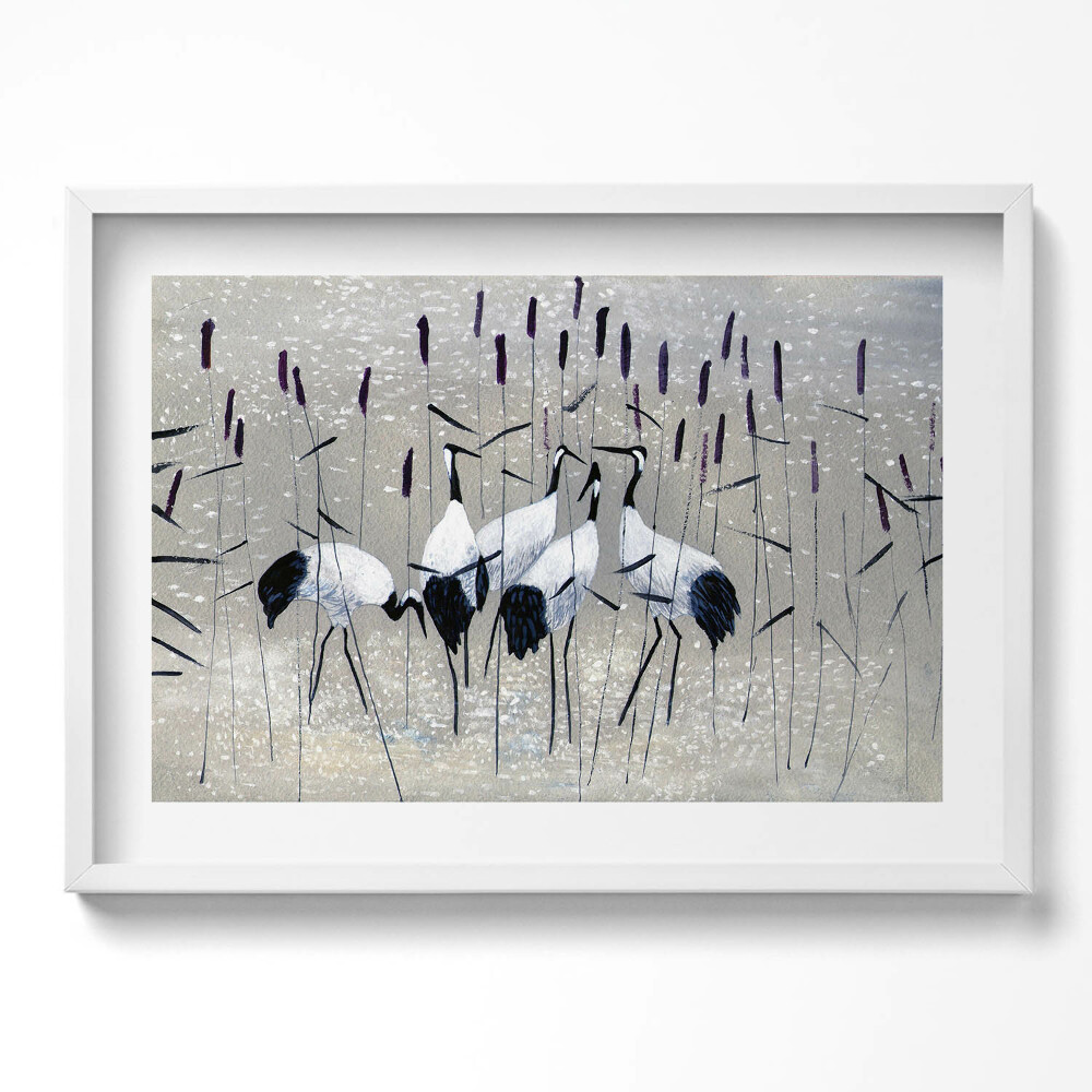 Kép keretben Rózsás gólyák vízparton