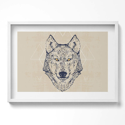 Kép keretben Farkasfej geometrikus háttérrel