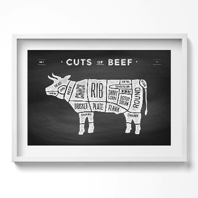 Kép keretben Befogott marha húsrészek megjelölése