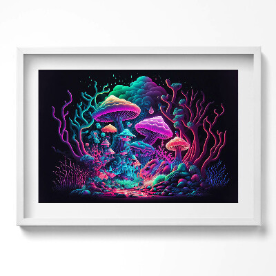 Kép keretben Színes gombák és varázslatos táj