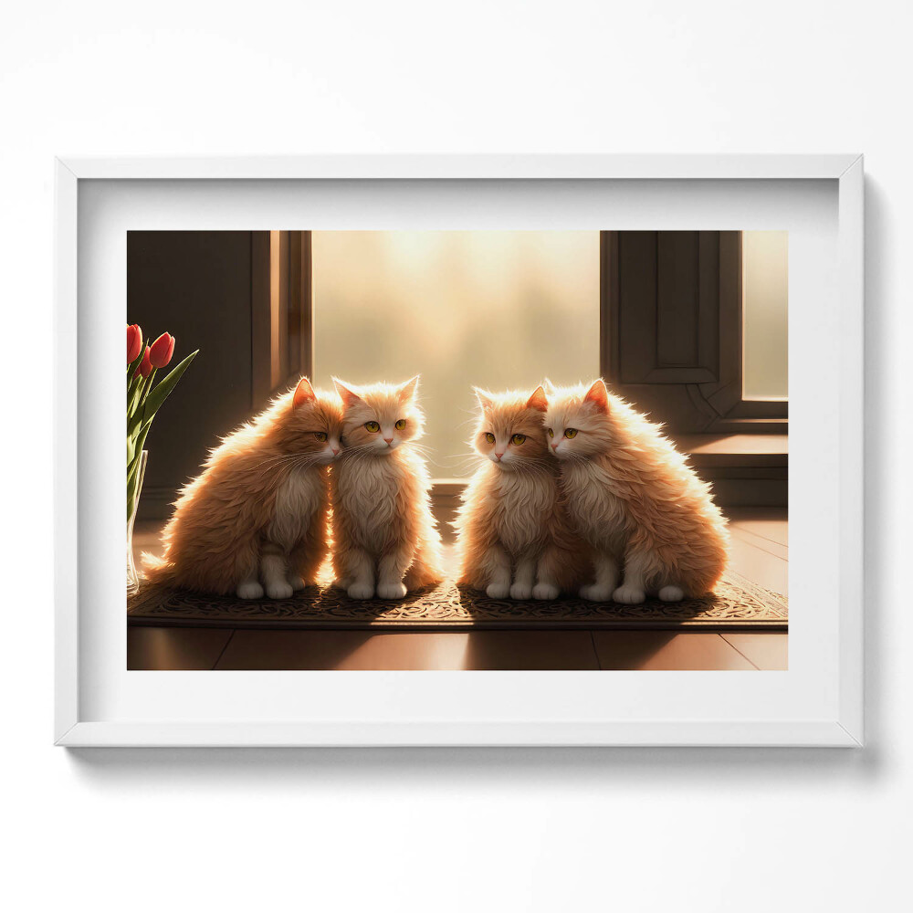 Kép keretben Három sárga macska
