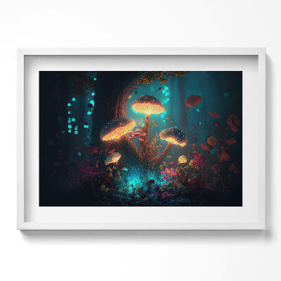 Kép keretben Fénylő gombák és virágok