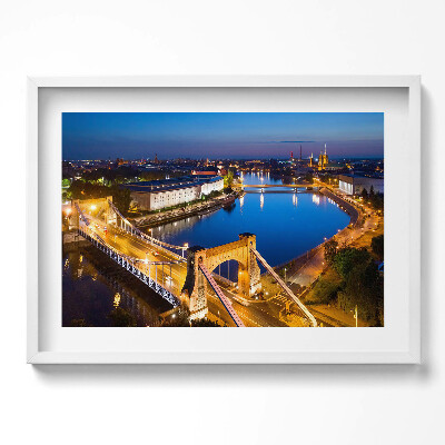 Kép keretben Híd és városi táj éjszaka
