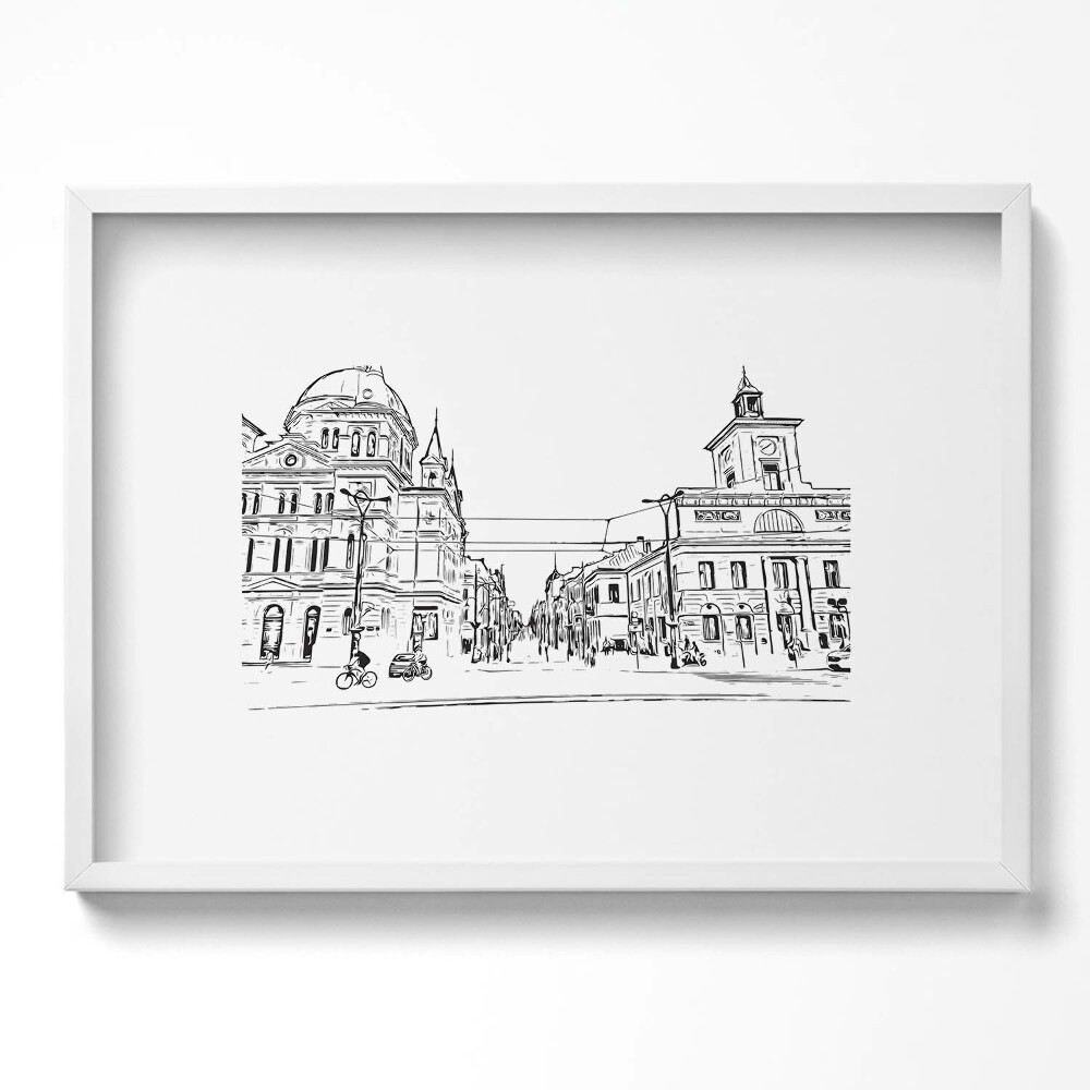 Kép keretben Városi táj épületek vonalai