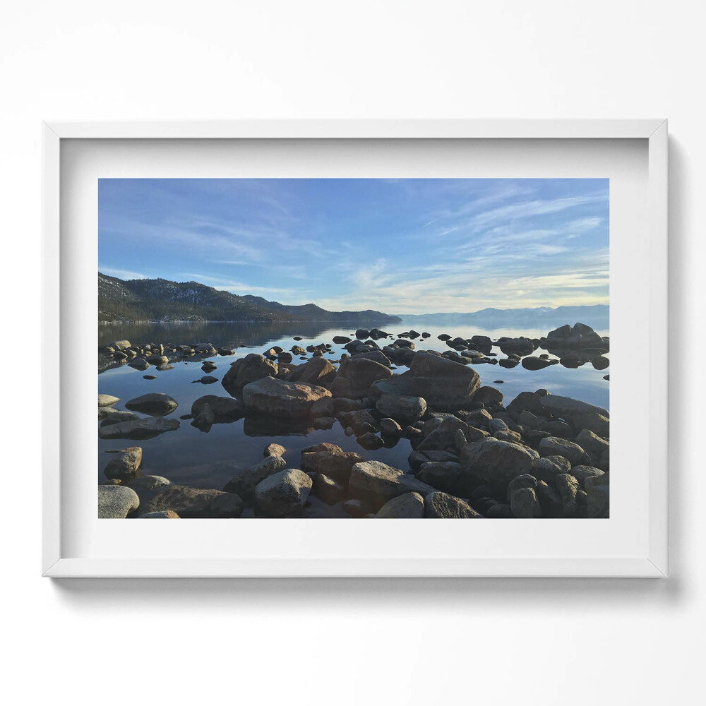 Kép keretben Tóparti sziklák és vízf surface