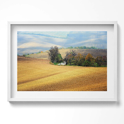 Kép keretben Tavaszi táj fák és vízpart